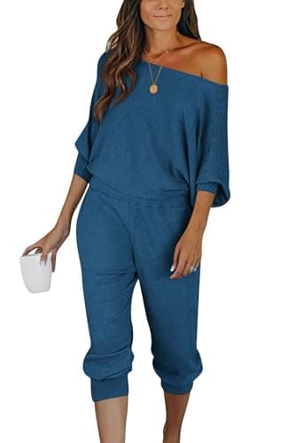 PRETTYGARDEN Women's 2-Piece Ribbed Pullover and Pants Set