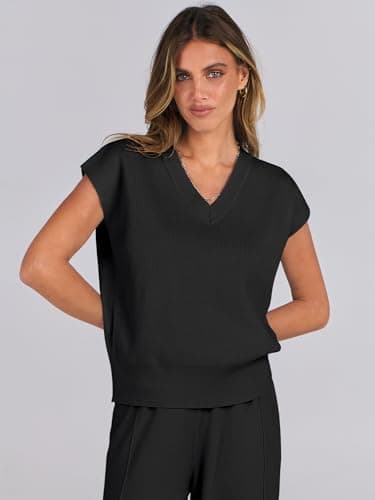 Caracilia Women's Summer 2-Piece Knit Set Vest & Wide Leg Pants