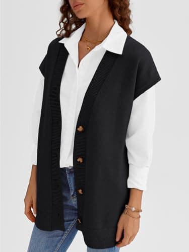LILLUSORY Women’s Oversized V Neck Cardigan Vest 2024 Trend