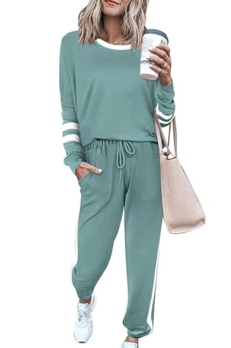 PRETTYGARDEN Women's Crewneck Pullover & High Waisted Pants Set