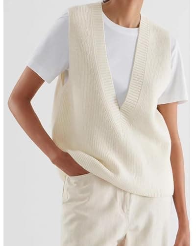Jinghuiyue Women's Deep V Neck Knit Sweater Vest