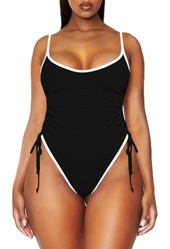 Viottiset Women's High Cut Ruched One Piece Swimsuit with Tummy Control