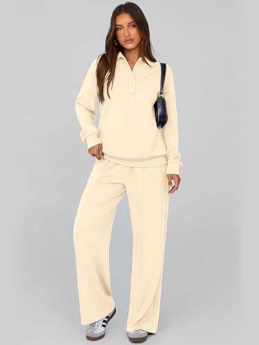 PRETTYGARDEN Women's Long Sleeve Sweatshirt & Wide Leg Pants Tracksuit