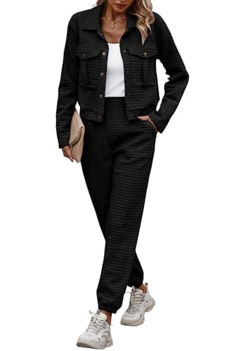 PRETTYGARDEN Women's 2025 Winter Tracksuit Long Sleeve Shacket Casual Set