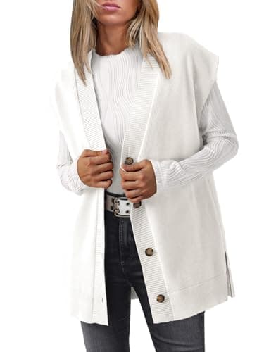 LILLUSORY Women’s Oversized V Neck Cardigan Vest 2024 Trend