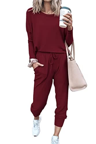 PRETTYGARDEN Women's Crewneck Pullover & High Waisted Pants Set