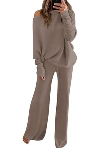 Fixmatti Women's High Neck Knit Sweater & Wide Leg Pant Outfit