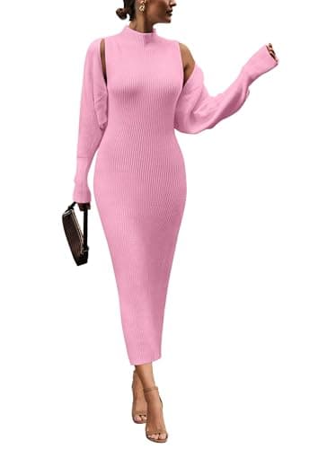 PRETTYGARDEN Women's Fall Bodycon Tank Sweater & Long Sleeve Cardigan Sets