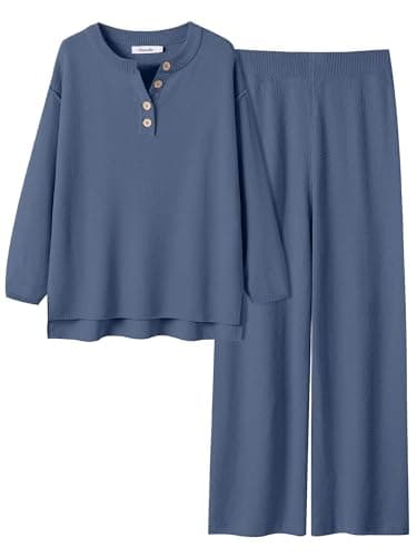 Oversized Lounge Sets Matching Waffle Knit Casual Outfit 2024 Travel Clothing