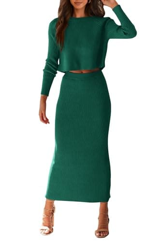 PRETTYGARDEN Women's Rib Knit 2-Piece Spring Fall Sweater Set Winter Casual Outfits