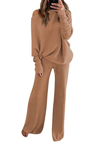 Linsery Women's 2-Piece Knit Sweater and Wide Leg Pants Set
