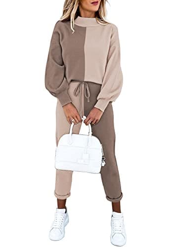 LaSuiveur Women's Two-Piece Knit Sweater & Long Pants Lounge Set