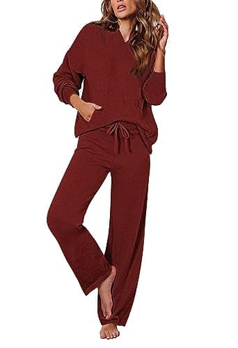 Women's 2-Piece Sweater Set with Hoodies and Wide Leg Pants