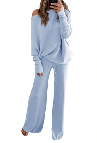 Fixmatti Women's High Neck Knit Sweater & Wide Leg Pant Outfit