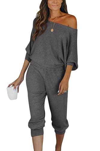 PRETTYGARDEN Women's 2-Piece Ribbed Pullover and Pants Set