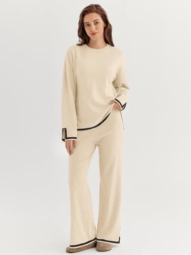 LILLUSORY Women's Fall 2 Piece Lounge Outfits Sweatsuit Wide Leg Pants