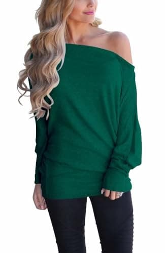 Lacozy Women's Off Shoulder Oversized Long Sleeve Knit Pullover