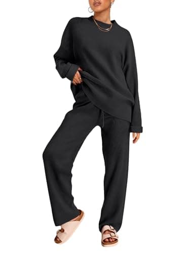 LILLUSORY 2025 Women's Oversized Striped Knit Lounge Sets