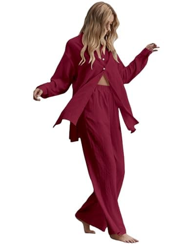 Floerns Women's Longline Blouse & Wide Leg Pants Outfit Set