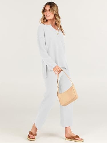 ANRABESS Women Oversized Loose Waffle Knit Sweater Set Cozy Matching Lounge Sets