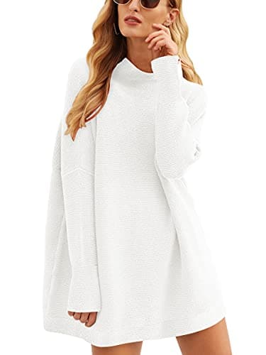 ANRABESS Women's Oversized Casual Long Sleeve Turtleneck Knit Tunic Sweaters 2024 Fall