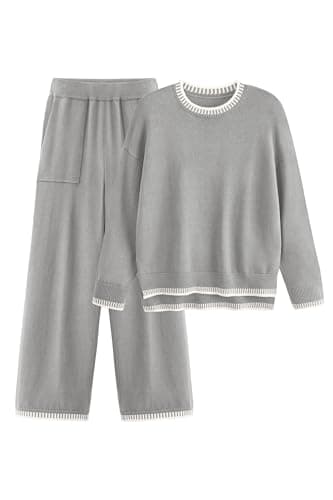 Women's Knit Sweater and Wide Leg Pants Set for Casual Loungewear