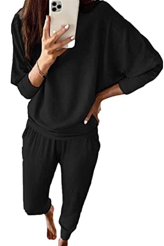 PRETTYGARDEN Women's Spring Fall Fashion 2Piece Sweatpants Long Sleeve Pullover Lounge Set