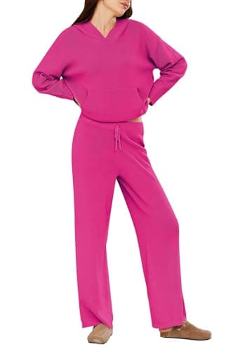 Viottiset Women's 2-Piece Sweater Set with Pockets and Wide Leg Pants