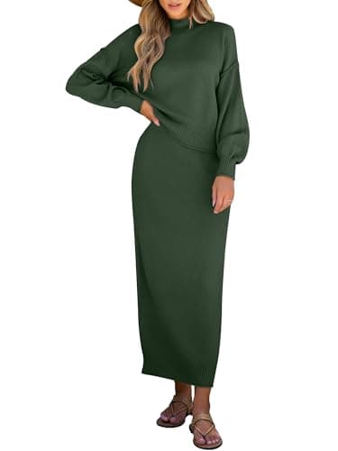 Caracilia Women's Long Sleeve Sweater Skirt Set Fall Outfit