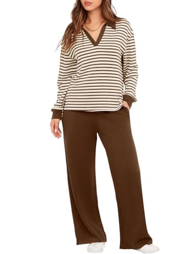 Glamaker Women's Matching Long Sleeve Sweatsuit and Wide Leg Pants Sets