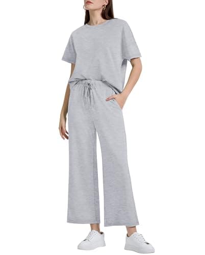 XIEERDUO Women's 2-Piece Loose Pajama Set Pullover Tops & Wide Leg Pants