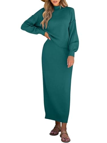 Caracilia Women's Long Sleeve Sweater Skirt Set Fall Outfit