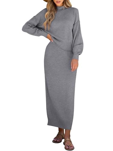 Caracilia Women's Long Sleeve Sweater Skirt Set Fall Outfit