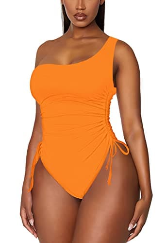 Viottiset Women's One Shoulder Ruched Swimsuit with Tummy Control