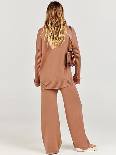 Caracilia Women's 2-Piece Fall Knit Sweater & Wide Leg Pants Matching Set