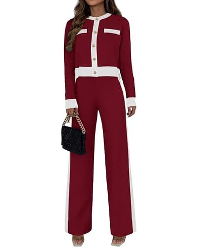 PRETTYGARDEN Women's Long Sleeve Cardigan & Wide Leg Pant Sets