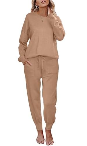 Ekouaer Women's Long Sleeve Pajama Set with Pockets S-XXL