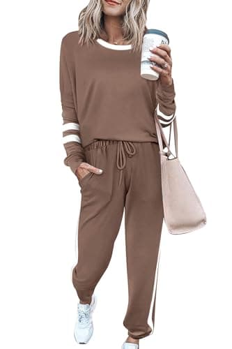 PRETTYGARDEN Women's Crewneck Pullover & High Waisted Pants Set