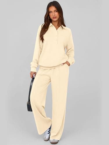 PRETTYGARDEN Women's Long Sleeve Sweatshirt & Wide Leg Pants Tracksuit