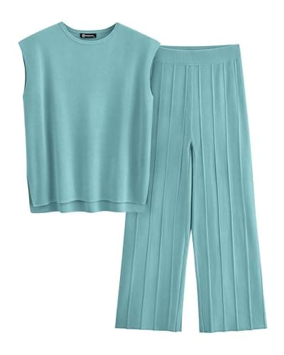 PRETTYGARDEN Women's High-Low Pullover & Wide Leg Pants Casual Sweater Set