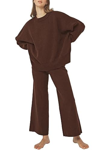 Linsery Women's 2-Piece Long Sleeve Sweater Set with Wide Leg Pants