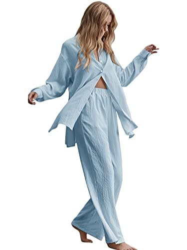 Floerns Women's Longline Blouse & Wide Leg Pants Outfit Set