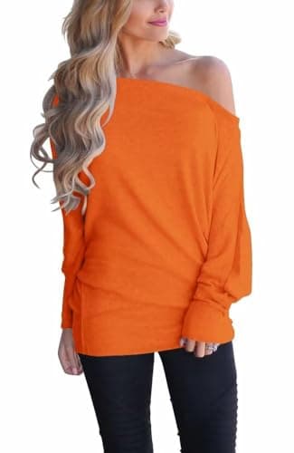 Lacozy Women's Off Shoulder Oversized Long Sleeve Knit Pullover