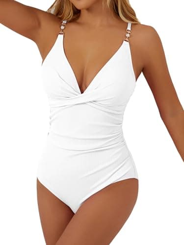 Swimall Women's Tummy-Control One Piece Swimsuit with O-Ring