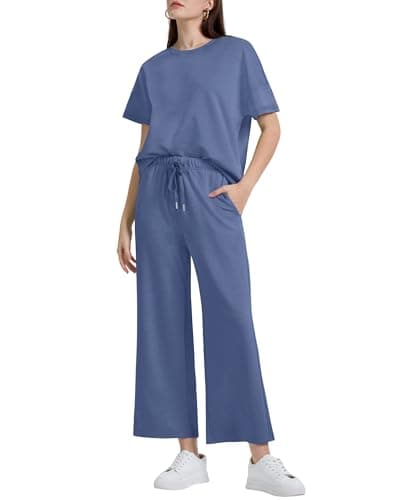 XIEERDUO Women's 2-Piece Loose Pajama Set Pullover Tops & Wide Leg Pants