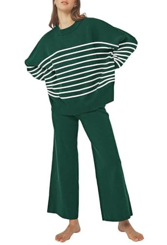 Pink Queen Women's 2-Piece Knit Outfit Set: Sweater & Wide Leg Pants