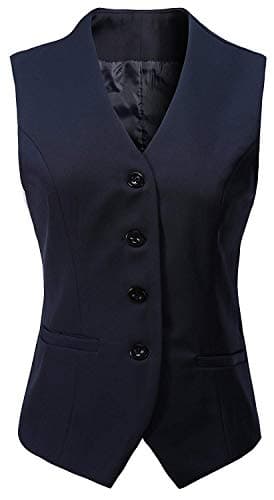 V VOCNI Women's Lined 4-Button V-Neck Dress Suit Vest