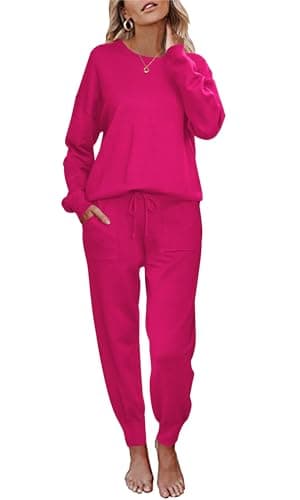 Ekouaer Women's Long Sleeve Pajama Set with Pockets S-XXL