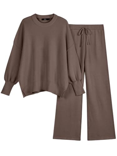 LILLUSORY Women's Oversized Knit Sweatsuit with Wide Leg Pants