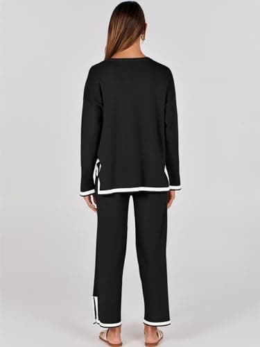 ANRABESS Women's Knit Sweater Top & Wide Leg Pants Matching Sweatset